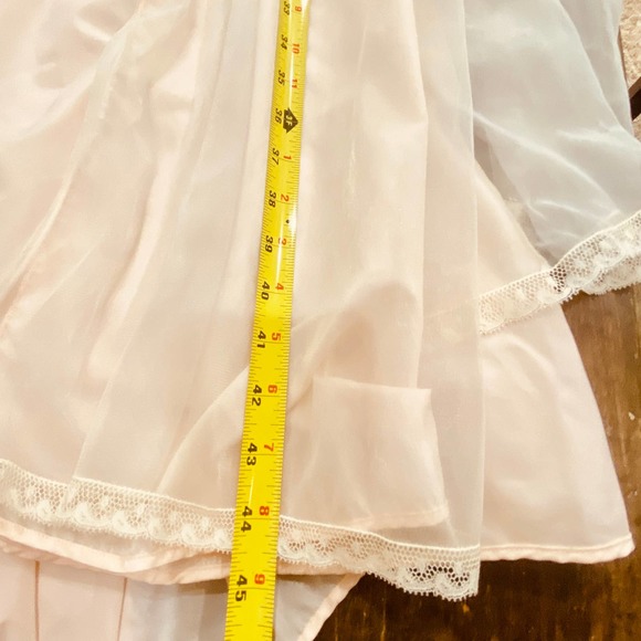 Vintage Twin Roses Chiffon Overlay Robe W/Lace Sleeves & Tiny Rosettes OS - Picture 11 of 11